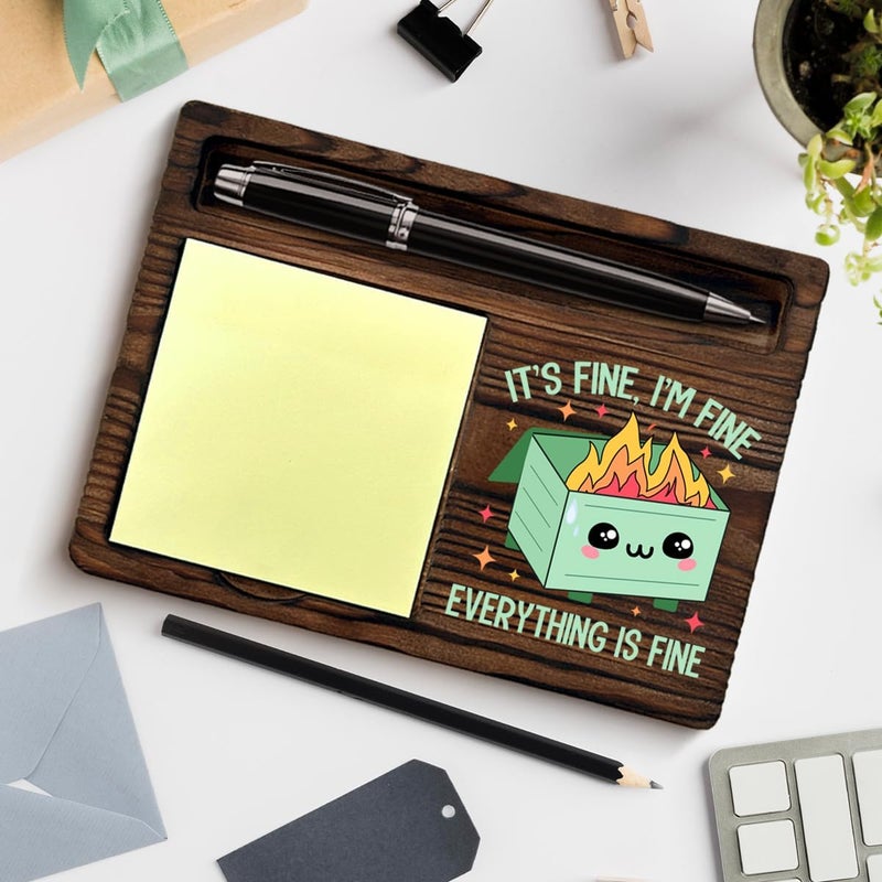 QODMGD Dumpster Fire Sticky Note Holder Funny Office Gifts for Coworkers Employees, I'm Fine Everything is Fine Dumpster Fire Post It Note Dispenser for Office Cubicle Desk Decor - Image 4